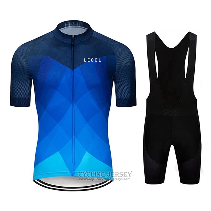 2020 Cycling Jersey Le Col Light Bluee Deep Blue Short Sleeve And Bib Short